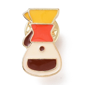 Coffeepot Enamel Pin, Light Gold Plated Alloy Badge for Backpack Clothes