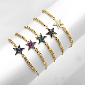 Sparkling Star and Pentagram Couple Bracelet - Minimalist Design with Zircon Stones (BRK64)