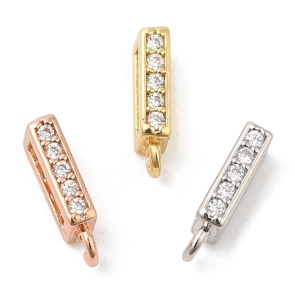 Rack Plating Brass Micro Pave Clear Cubic Zirconia Rectangle Pendant Bails, Enhancer Shortener Bails, Long-Lasting Plated, Cadmium Free & Lead Free