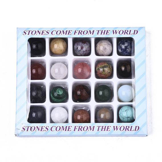 Cuentas de piedras preciosas naturales y sintéticas mezcladas, esfera de piedras preciosas, sin agujero / sin perforar, mezclado teñido y sin teñir, rondo