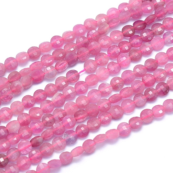 Tourmaline naturelle des perles brins, facette, plat rond