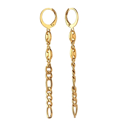 304 Stainless Steel Chain Dangle Leverback Earrings, Long Chain Tassel Drop Earrings for Women