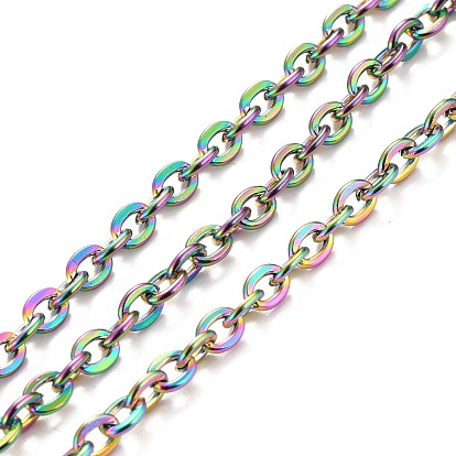 304 Stainless Steel Cable Chains, Oval, Unwelded, with Spool