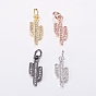 Brass Micro Pave Cubic Zirconia Charms, Cactus