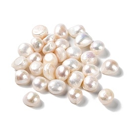 Natural Cultured Freshwater Pearl Beads, Two Sides Polished, No Hole, Oval, Grade AAA
