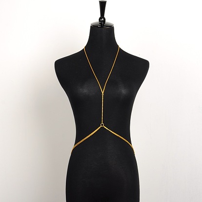Collar doble de cuerpo de la cadena capa para las mujeres atractivas, con cadenas de hierro y broches de aleación de langosta garra, 18 pulgada