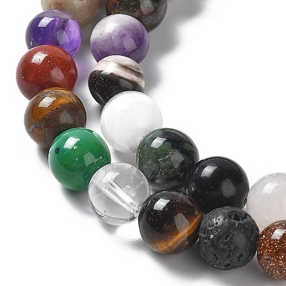 Mixed Gemstone Bead Strands, Round, 6mm