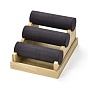 3 Layer Wood Jewelry Bracelet Displays Stands, with Microfibre