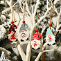 Décorations de pendentif en bois, avec une corde de chanvre, le thème de Noël, gnome/nain