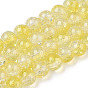 Brins de perles de verre peintes à cuisson craquelée transparente, imitation opalite, ronde