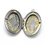 Brass Locket Pendants, Photo Frame Charms for Necklaces, Cadmium Free & Nickel Free & Lead Free, Oval