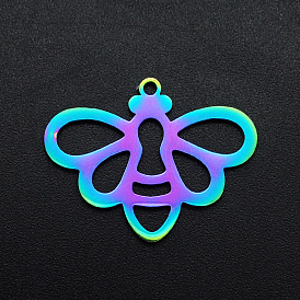 Ion Plating(IP) 201 Stainless Steel Pendants, Laser Cut, Bees