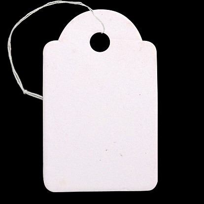 Бирка прямоугольная , Бумажные теги для дисплея цены ювелирных изделий, с хлопком шнур, 29.5x18x0.2 мм, отверстия: 3 mm, 500 шт / пакет