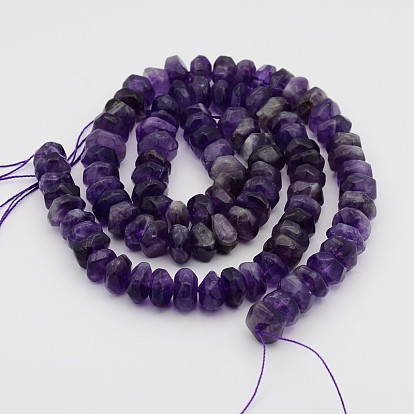 Natural Amethyst Faceted Rondelle Bead Strands, 14~17x6~9mm, Hole: 1mm, 15.3 inch