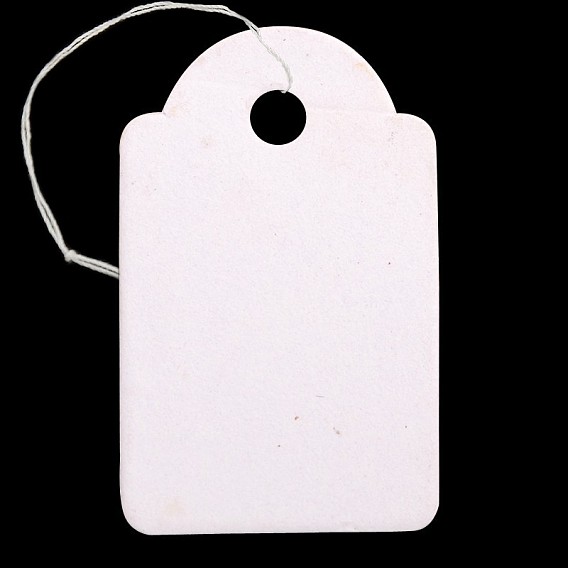 Rectangle Blank Hang tag, Jewelry Display Paper Price Tags, with Cotton Cord, 29.5x18x0.2mm, Hole: 3mm, 500pcs/bag