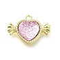 Transparent Resin Rhinestone Charms, Heart Charms, with Alloy Findings