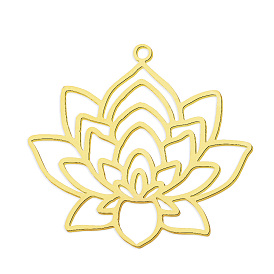 201 Stainless Steel Pendants, Laser Cut, Lotus Flower