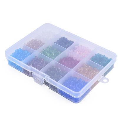 2160Pcs 12 Color Transparent Glass Beads, Faceted, Bicone
