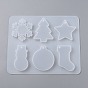 Christmas Silicone Pendants Molds, Resin Casting Molds, For DIY UV Resin, Epoxy Resin Jewelry Making, Star, Chrismtas Tree, Snowflake, Socks, Snowman, Bell