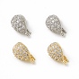 Brass Micro Pave Clear Cubic Zirconia Twister Clasps, Teardrop