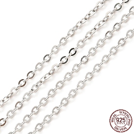 925 Sterling Silver Flat Cable Chains, Soldered