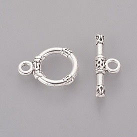 Cierres de acero de estilo tibetano, sin plomo y cadmio, anillo, anillo: 18x13x2 mm, agujero: 2 mm, bar: 21x2 mm, agujero: 2 mm