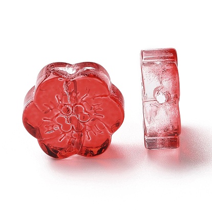 Transparent Spray Painted Glass Beads, Plum Blossom Flower