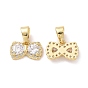 Bowknot Brass Micro Pave Clear Cubic Zirconia Pendants, Cadmium Free & Lead Free