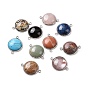 Gemstone Connector Charms, Half Round Links, with Stainless Steel Color Tone 304 Stainless Steel Findings