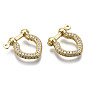 Brass Micro Pave Clear Cubic Zirconia D-Ring Anchor Shackle Clasps, for Bracelets Making, Nickel Free