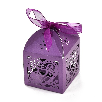 Вырезанные лазером бумажные выдолбленные коробки для конфет в форме сердца и цветов, квадрат с лентой, на свадьбу детский душ партия пользу подарочная упаковка
