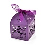 Papier découpé au laser évider des boîtes de bonbons coeur et fleurs, carré avec ruban, pour mariage baby shower party faveur emballage cadeau