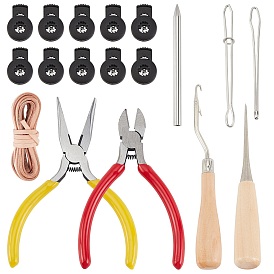Olycraft Baseball Glove Fixing Tools Set, Including Wooden Hooks, Iron Bodkin Threaders, 201 Stainless Steel Needles, Steel Pliers, Plastic Cylinders, Iron Awls, 4M Leather Flat Cord