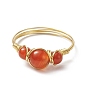 Круглое плетеное кольцо из бисера с натуральным драгоценным камнем, украшения из светло-золотой медной проволоки для женщин