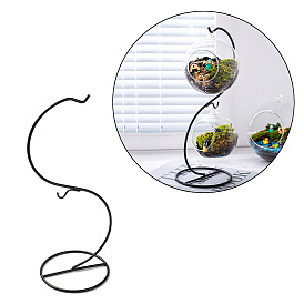 S Shaped Glass Bottle Iron Hanging Rack, Micro Landscape 2-Hook Display Rack for Home Decoration