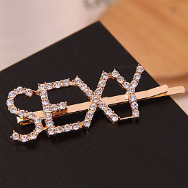 Creative Alphabet Hair Clip with Diamond Inlaid - Personalized, Side Clip, One Word Clip.