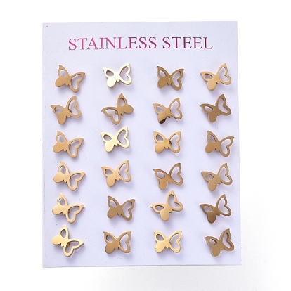 304 Stainless Steel Stud Earrings, Hypoallergenic Earrings, Butterfly