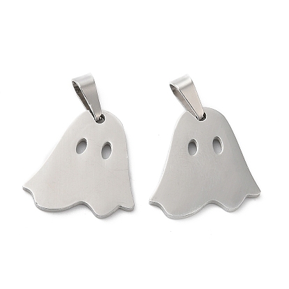 Placage ionique (ip) halloween 304 pendentifs en acier inoxydable, charme fantôme