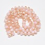 Electroplate Glass Beads Strands, Imitation Jade Glass, Rainbow Plated, Faceted, Flat Round