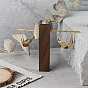 Soportes de joyería de exhibición de aretes de aro colgante de madera, soporte de exhibición de aretes de barra en t de latón
