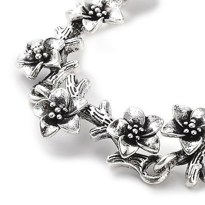 Vintage Alloy Flower Link Chain Bracelet for Women