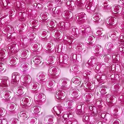 Glass Seed Beads, Transparent Inside Colours Luster, Round Hole, Round