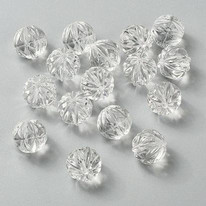 Perles acryliques transparentes, forme de melon, 15mm, trou: 2 mm, environ 220 pcs / 500 g