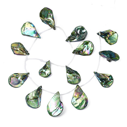 Electroplated Natural Freshwater Shell Beads, Teardrop, AB Color