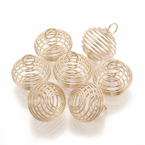 Pendentifs de cage de perle de fil de fer de lanterne creuse, cage à perles en spirale
