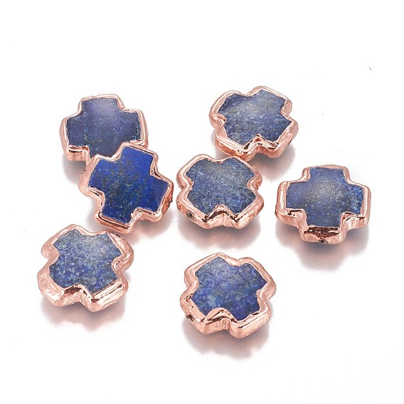 Naturales lapis lazuli de Cuentas, con fornituras de latón, cruzar