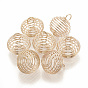 Hollow Lantern Iron Wire Bead Cage Pendants, Spiral Bead Cage