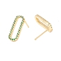 Pendientes ovalados abiertos con circonitas verdes, joyas de latón para mujer, sin plomo y el cadmio