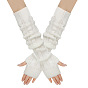Gants sans doigts à tricoter en fil de fibre acrylique, longs gants chauds d'hiver avec trou pour le pouce