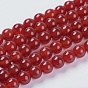 Natural Carnelian Beads Strands, Dyed, Round, 8mm, Hole: 1mm